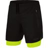 TCA Mannen Ultra 2 in 1 Hardloop Gym Shorts met Ritszakje Zwart/Groen (2x Ritszakken), XXL