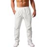 Voqeen Pantalones de Algodón de Colores Sólidos voor Hombre Pantalones de Playa Sueltos Ligeros Cordón Jogger Yoga Pantalones met Bolsillos USO Diario, Wit, M