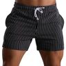 Panegy Heren sweatshorts korte joggingbroek katoen relaxshorts ademende sportshorts voor joggen yoga training, Gestreept zwart, L