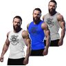 bebak Heren Gym Viking Vest Pack van 3   Bodybuilding Tank Top Gym Kleding voor Mannen Gym Wear Multi-Pack Training Tops, Wit, Grijs & Blauw, XXL