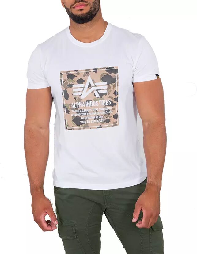 Alpha Industries Camo Block - T-skjorte - Hvit - M