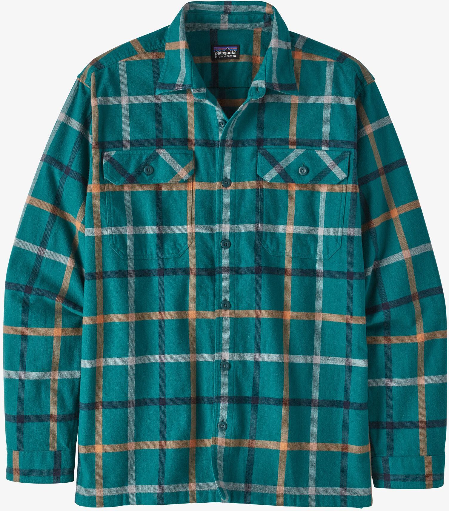 Patagonia L/S Organic Cotton MW Fjord Flannel Shirt, herre Brisk: Dark Borealis 42400 BRDA XL 2021