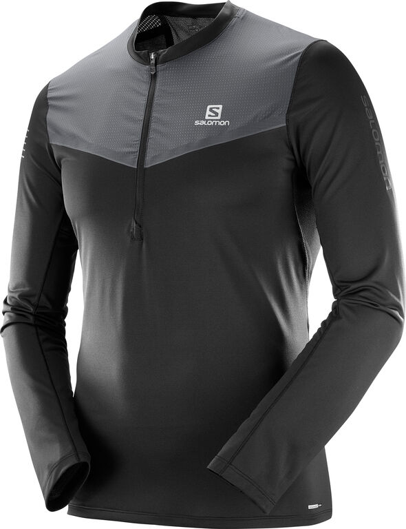 Salomon Fast Wing HZ LS Tee treningstrøye herre Black/Forged Iron S 2018