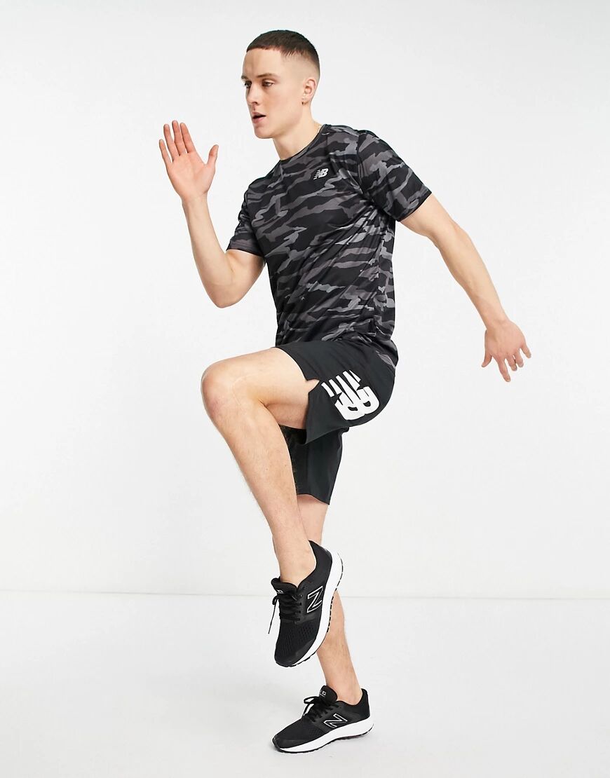 New Balance Running accelerate t-shirt in black camo  Black