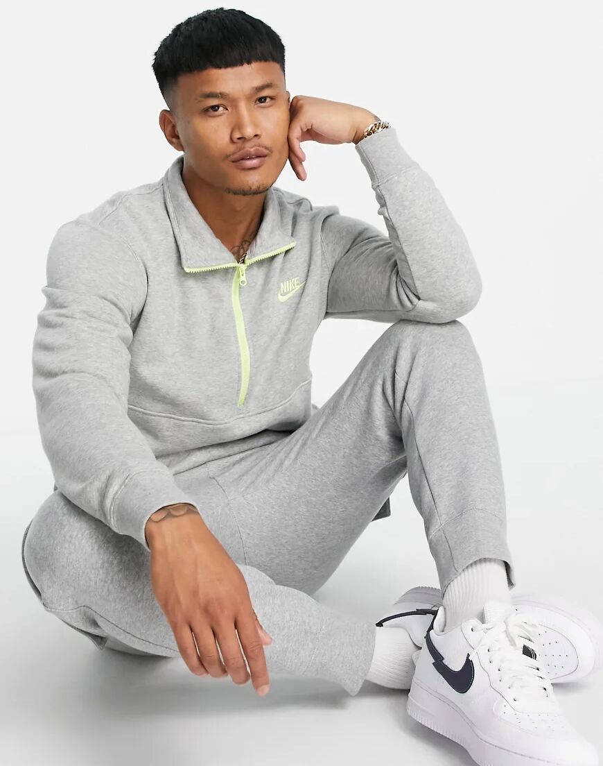 Nike Club fleece half zip sweat in grey  Grey