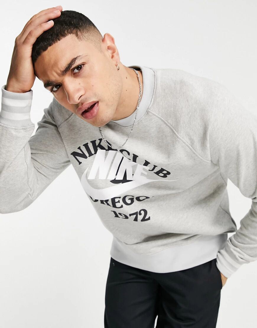 Nike Collegiate vintage print sweatshirt in grey  Grey