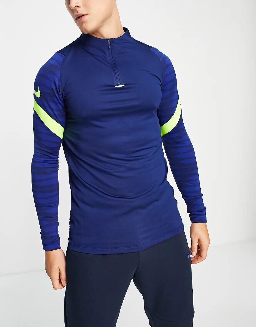 Nike Football Strike drill top in navy and volt  Navy