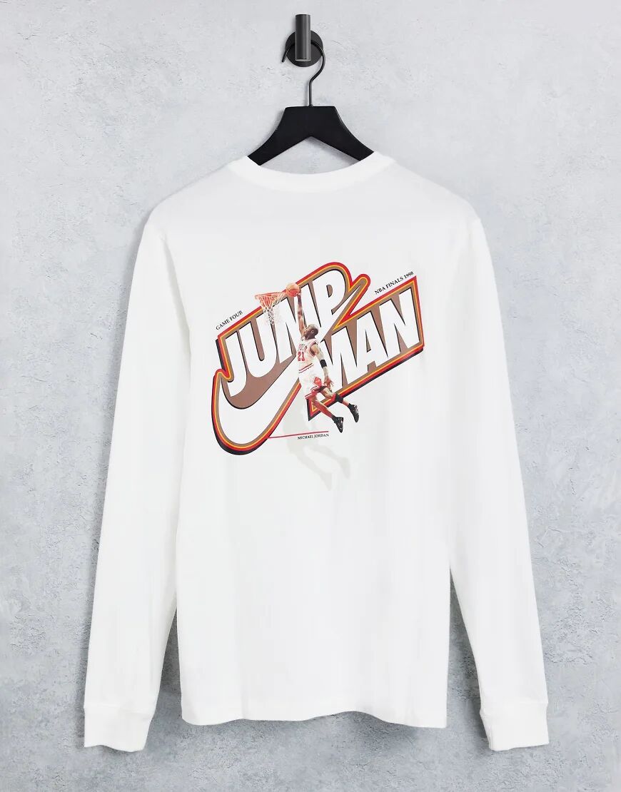 Jordan Nike Jordan Jumpman long sleeve t-shirt in white  White