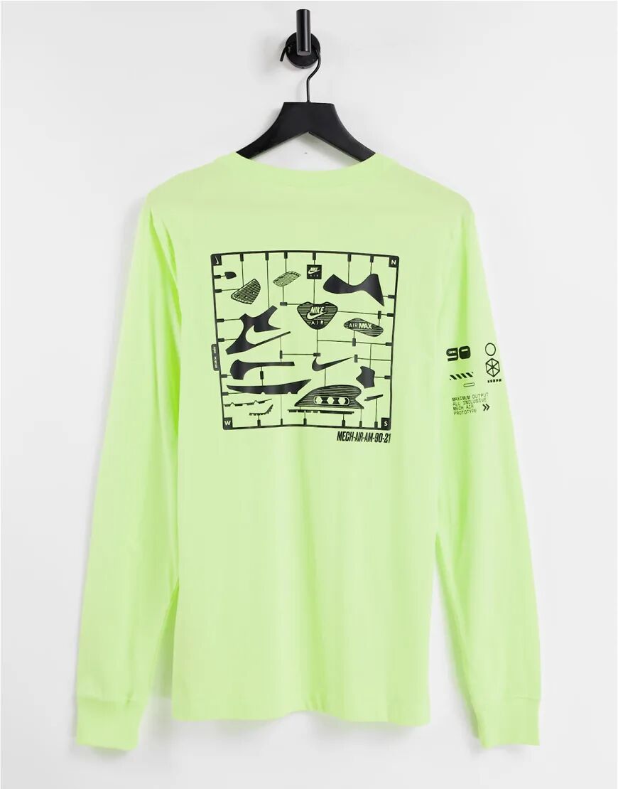 Nike Mech Air long sleeve back print t-shirt in lime-Green  Green