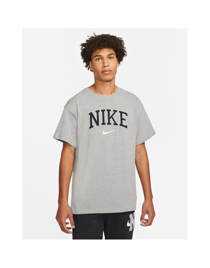 Nike Retro logo premium oversized t-shirt in grey  Grey