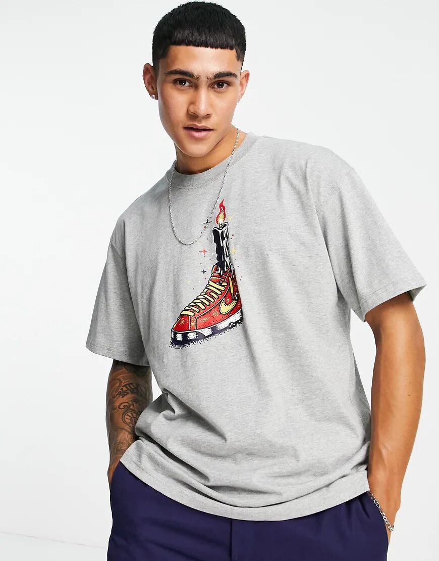 Nike SB Waxed chest print t-shirt in grey  Grey