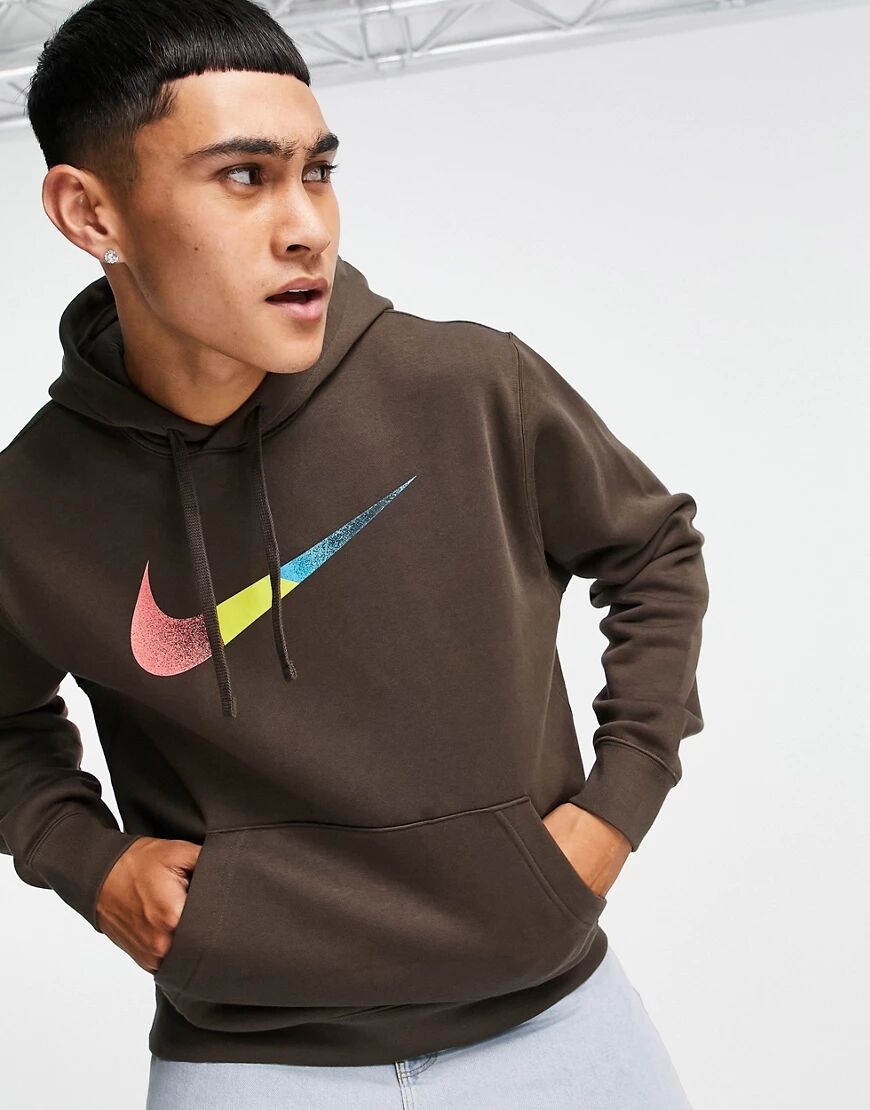 Nike Swoosh logo hoodie in brown  Brown