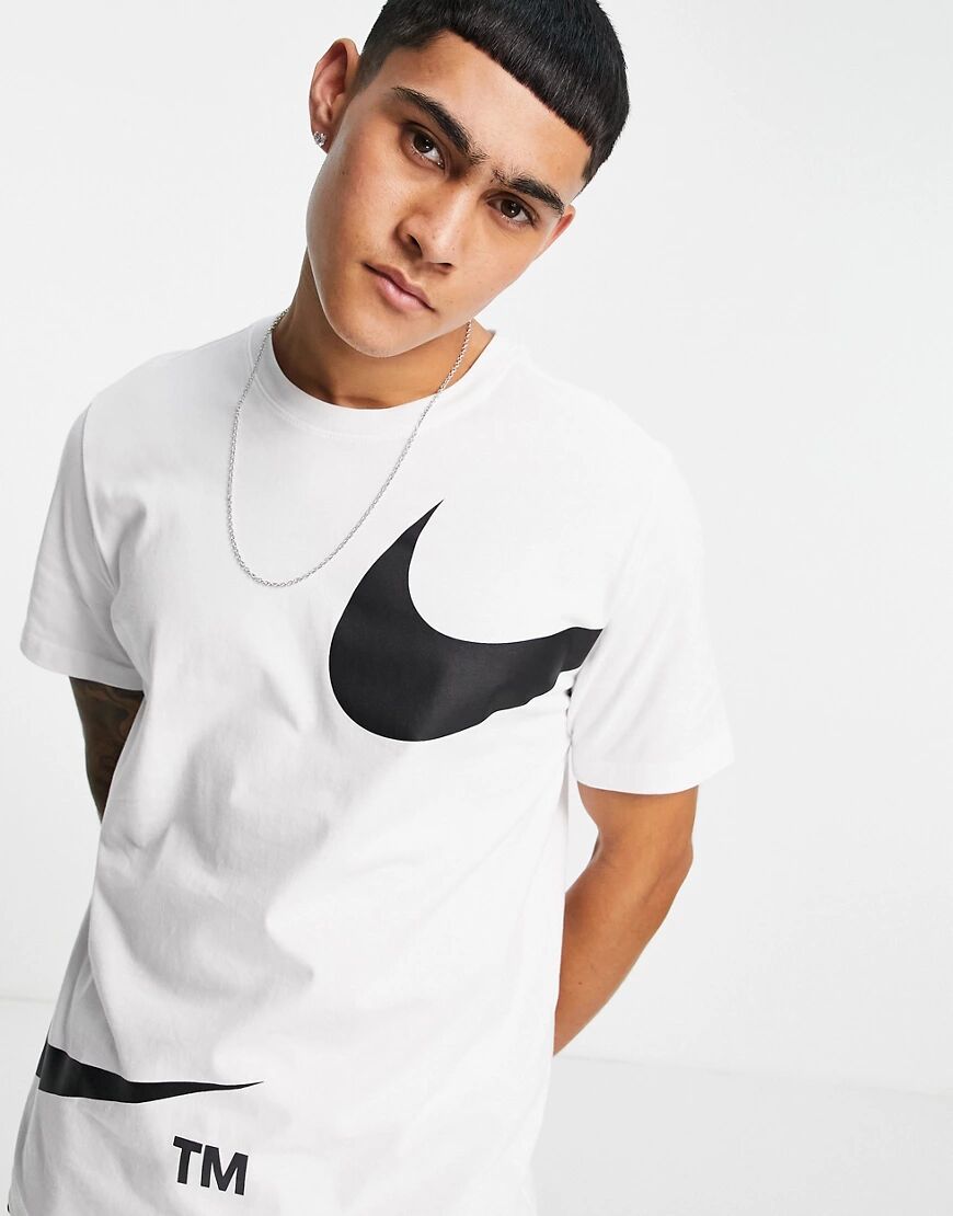 Nike Swoosh print t-shirt in white  White