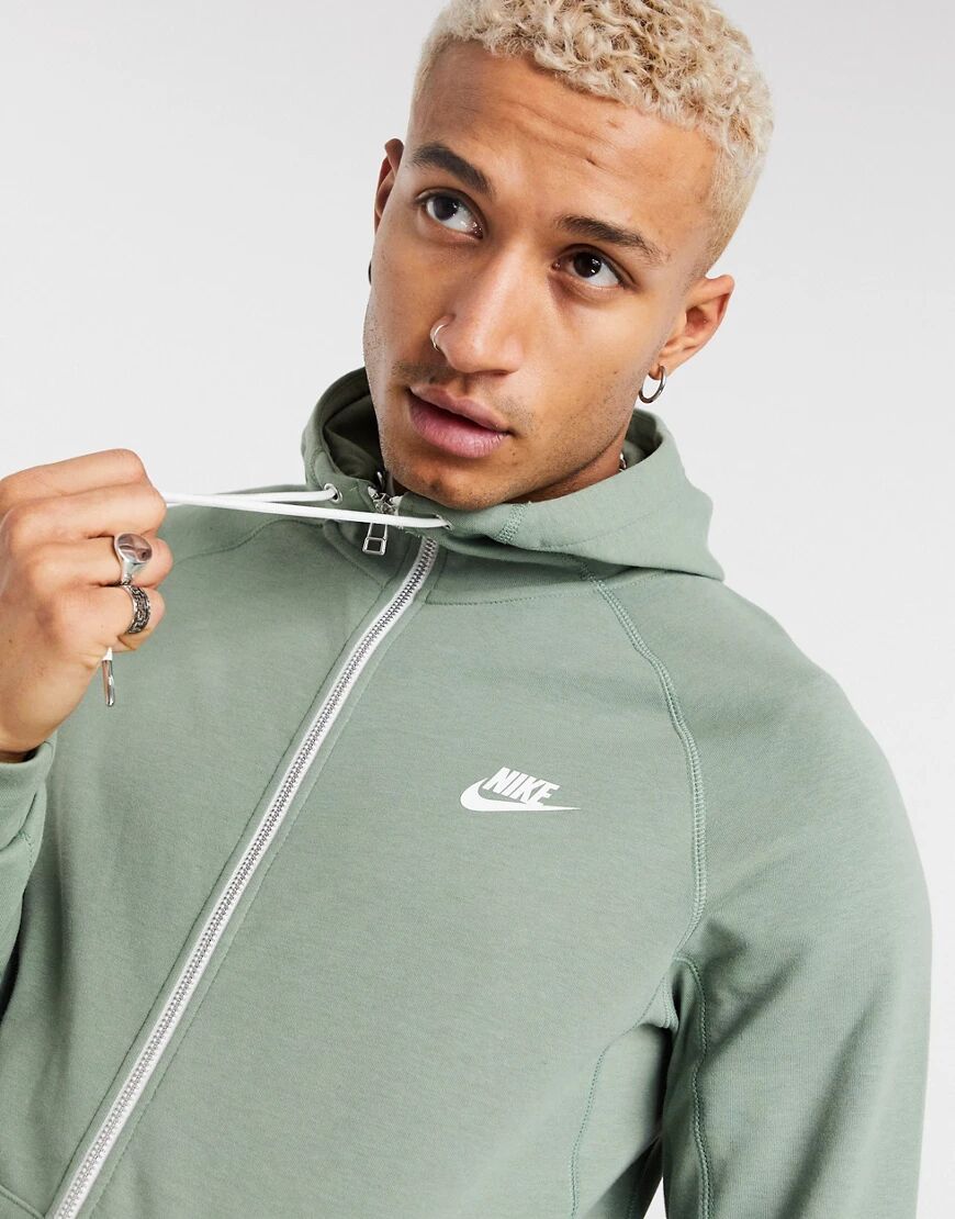 Nike zip through hoodie in light green  Green