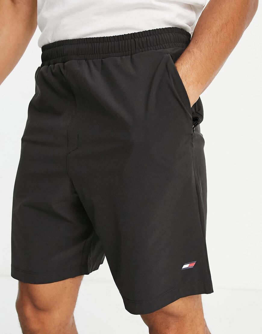 Tommy Hilfiger performance shorts with flag logo in black  Black