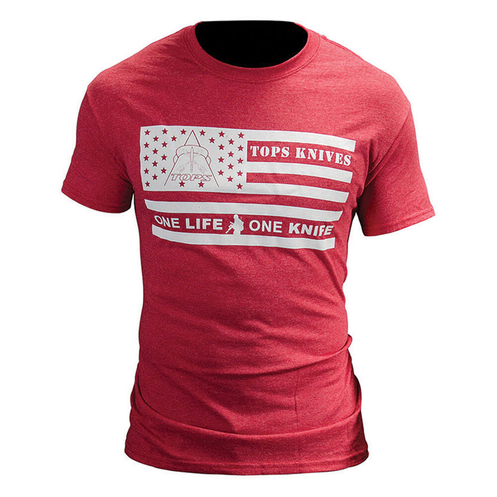 TOPS Knives TOPS T-Shirt Flag Logo Red Large