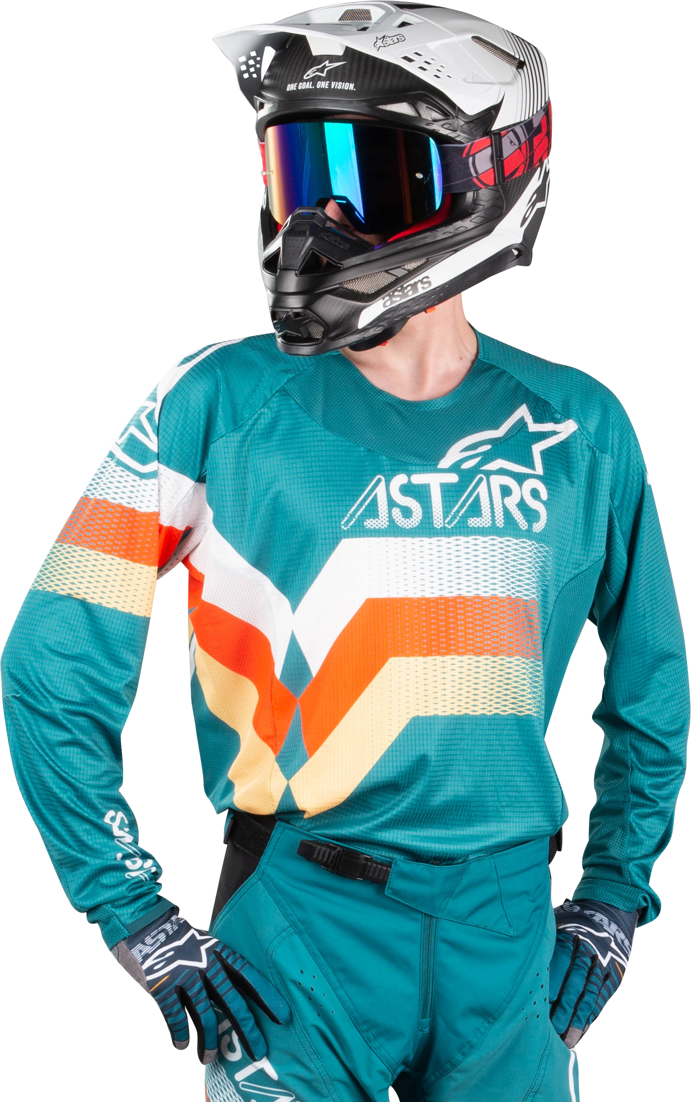 Alpinestars Crosstrøye Alpinestars Techstar Venom Petrol-Hvit-Fluo Oransje