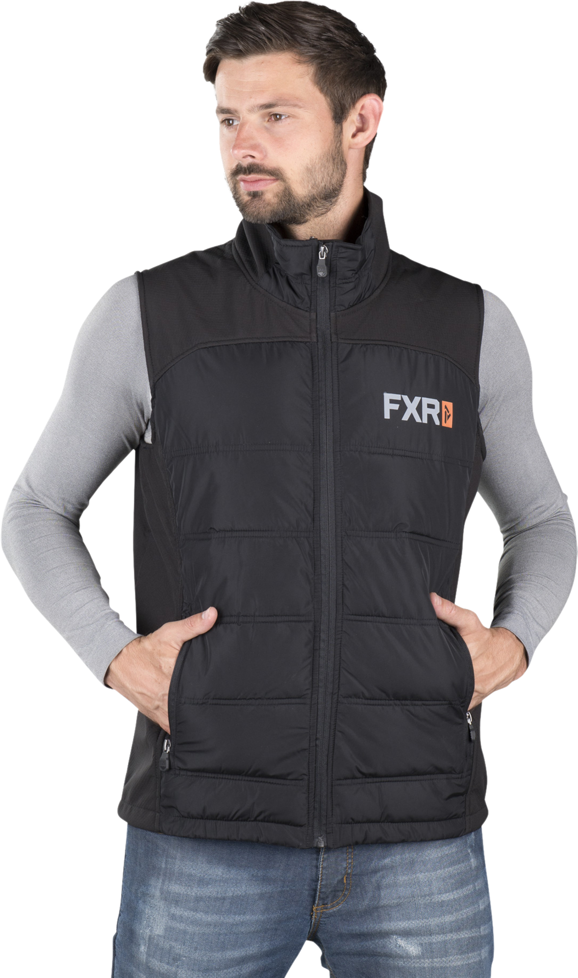 FXR Vest FXR Podium Hybrid Down Svart-Oransje