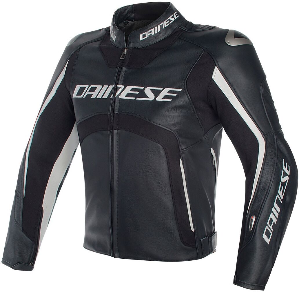 Dainese Misano D-Air Airbag Perforert motorsykkel skinnjakke 54 Svart Hvit