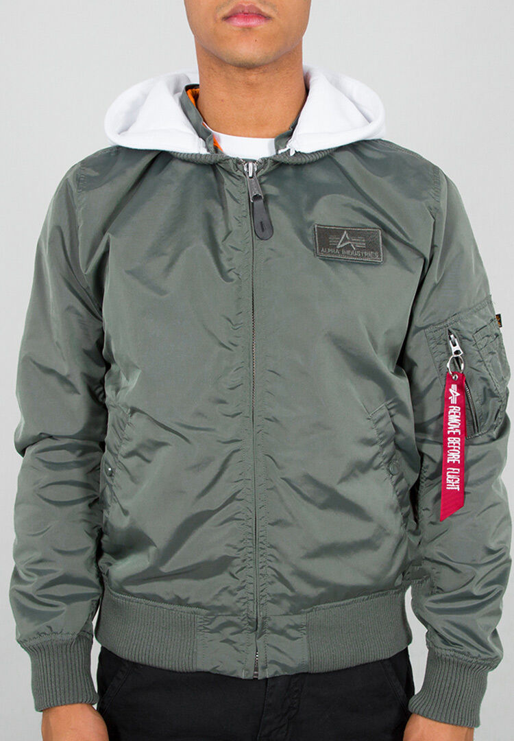 Alpha Industries MA-1 TT Hood Jakke L Grå Grønn