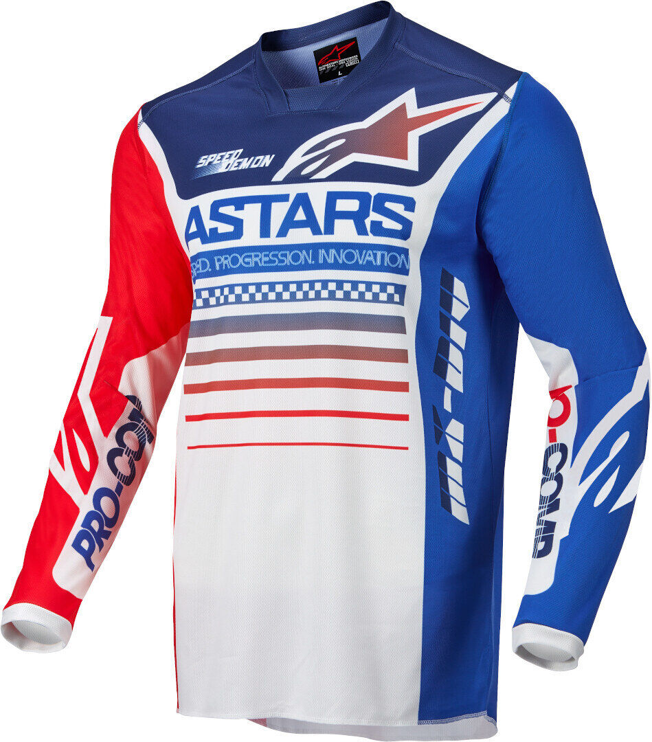 Alpinestars Racer Compass Motocross-trøyen L Hvit Rød Blå