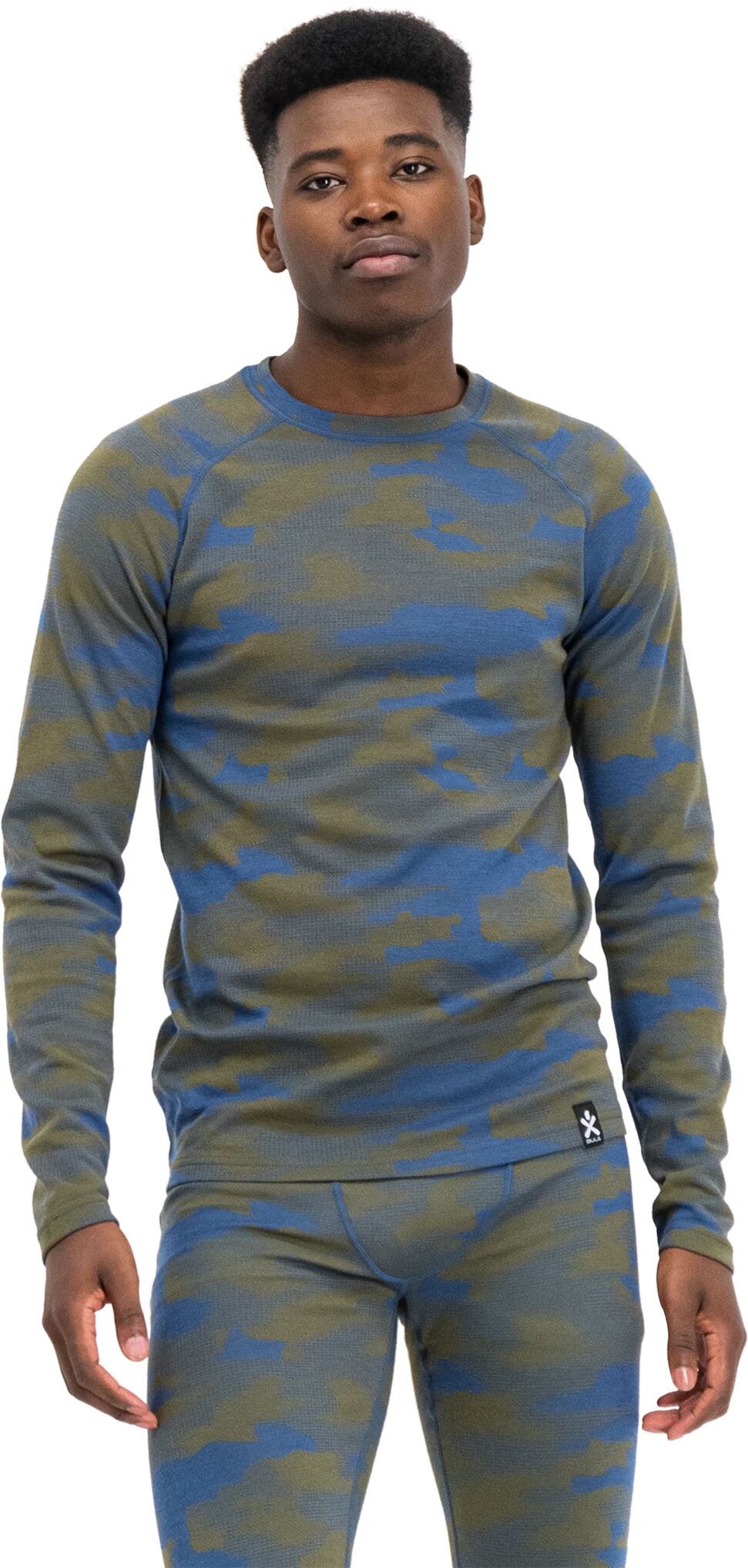 Bula Camo Merino Wool Crew, ulltrøye herre S Denim