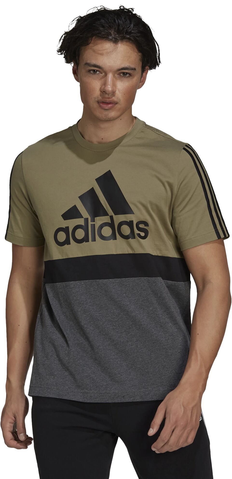 adidas Essentials ColourBlock Tee Mns, t-skjorte herre M ORBGRN/BLACK