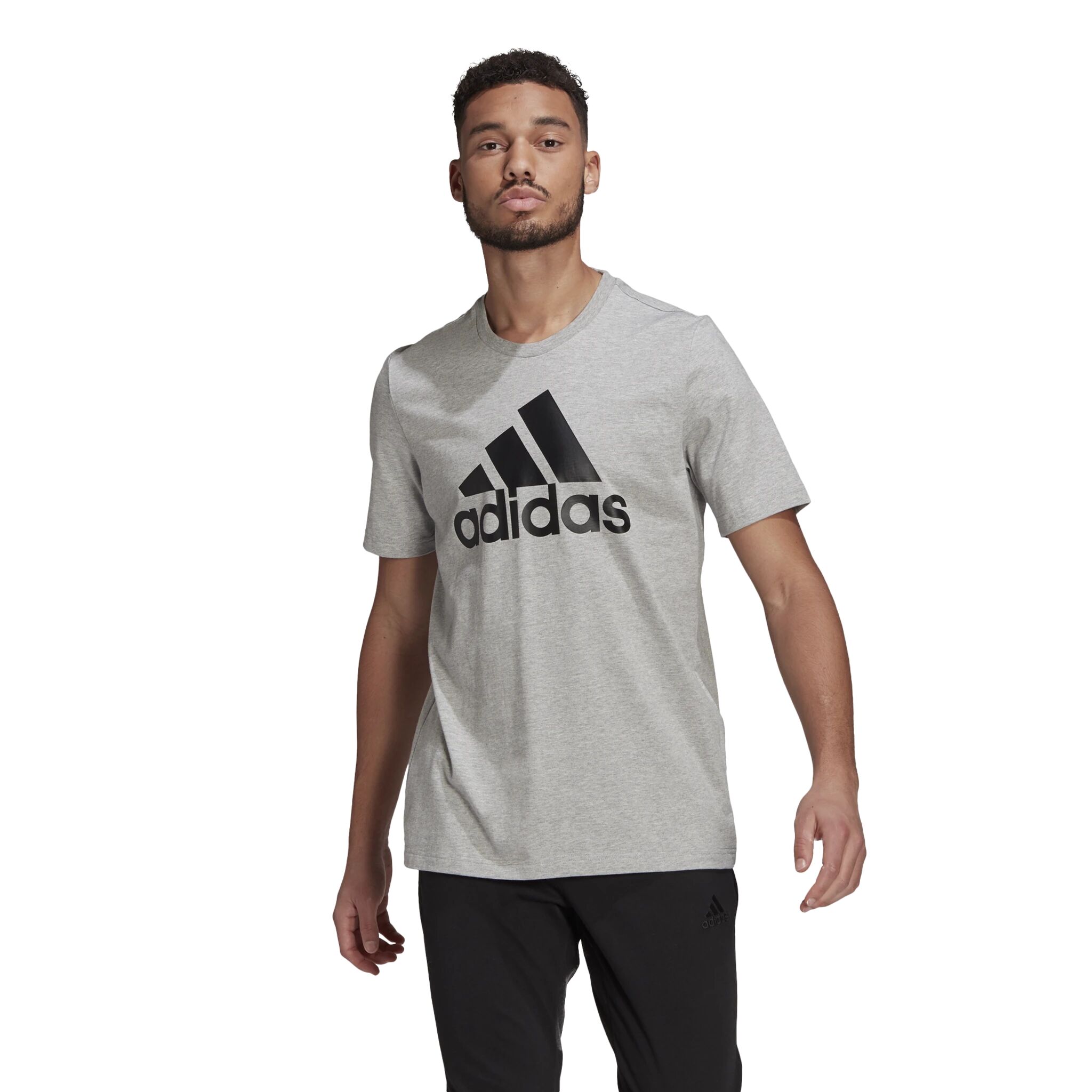 adidas Essential Big Logo Tee, t-skjorte junor  M MEDIUM GREY HEATHER/