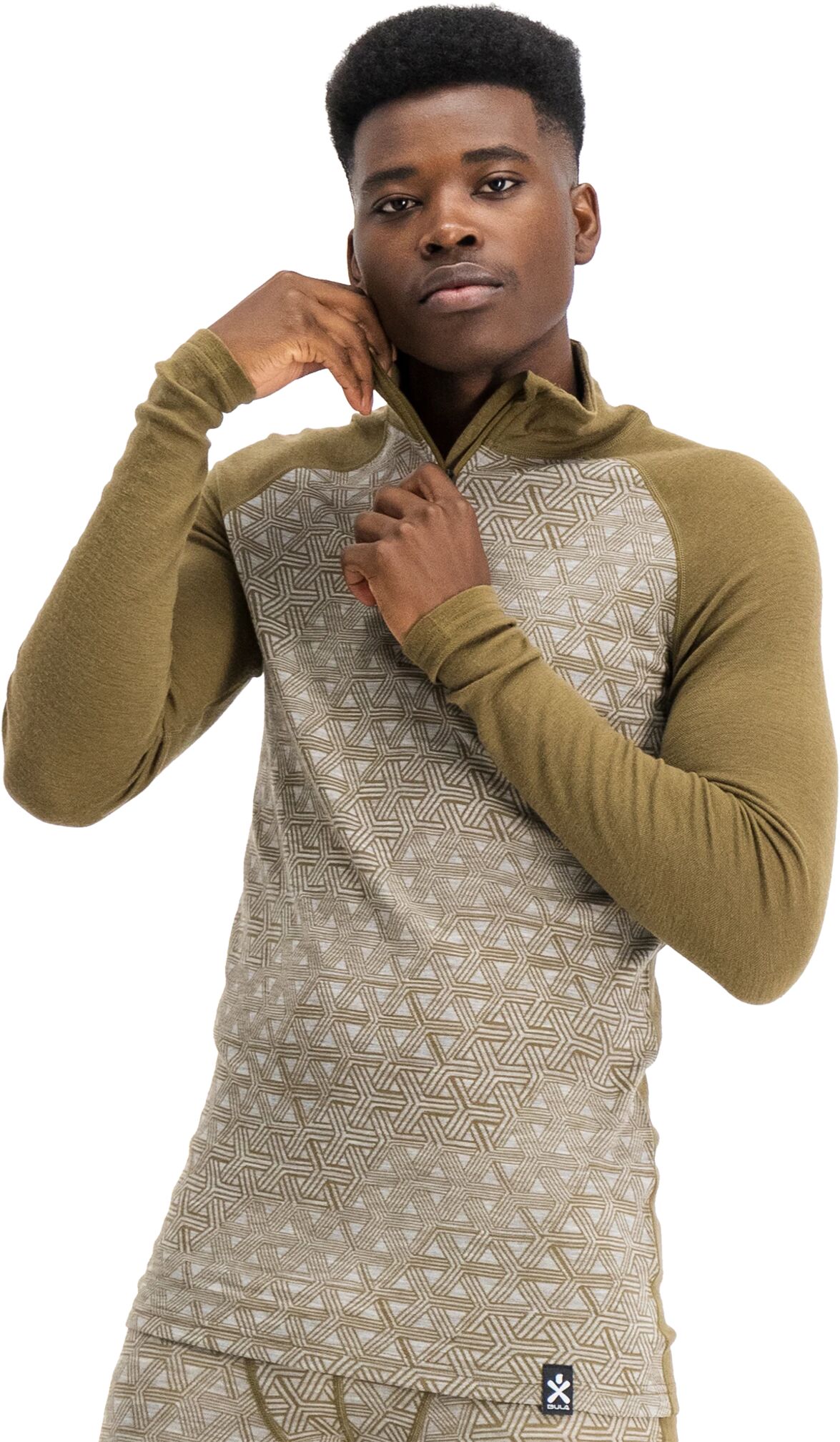 Bula Geo Merino Wool Halfzip, ulltrøye herre M MOSS