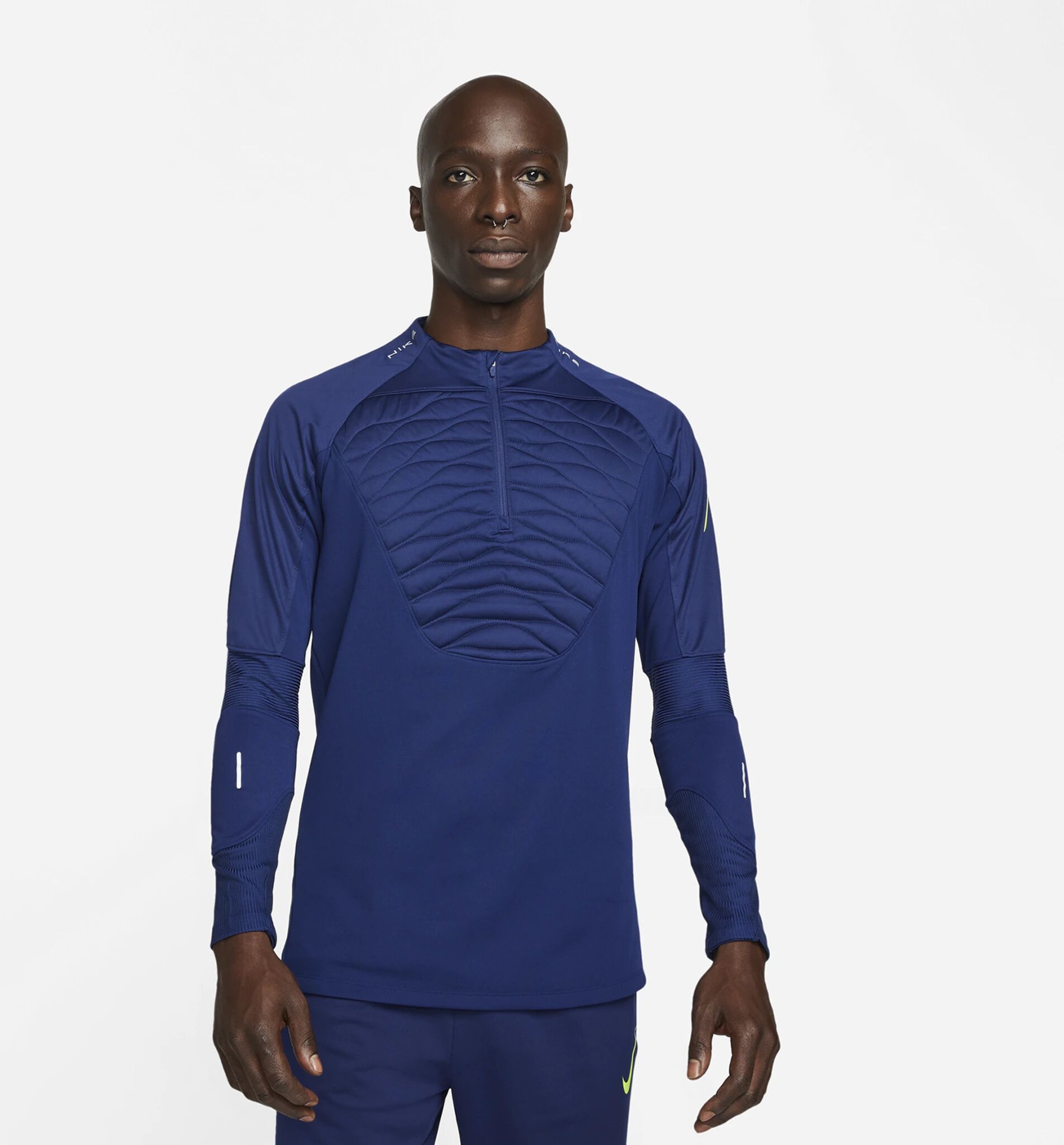 Nike M NK TF STRIKE DRIL TOP WINTER, treningsgenser herre L Blue Void/Blue Void/