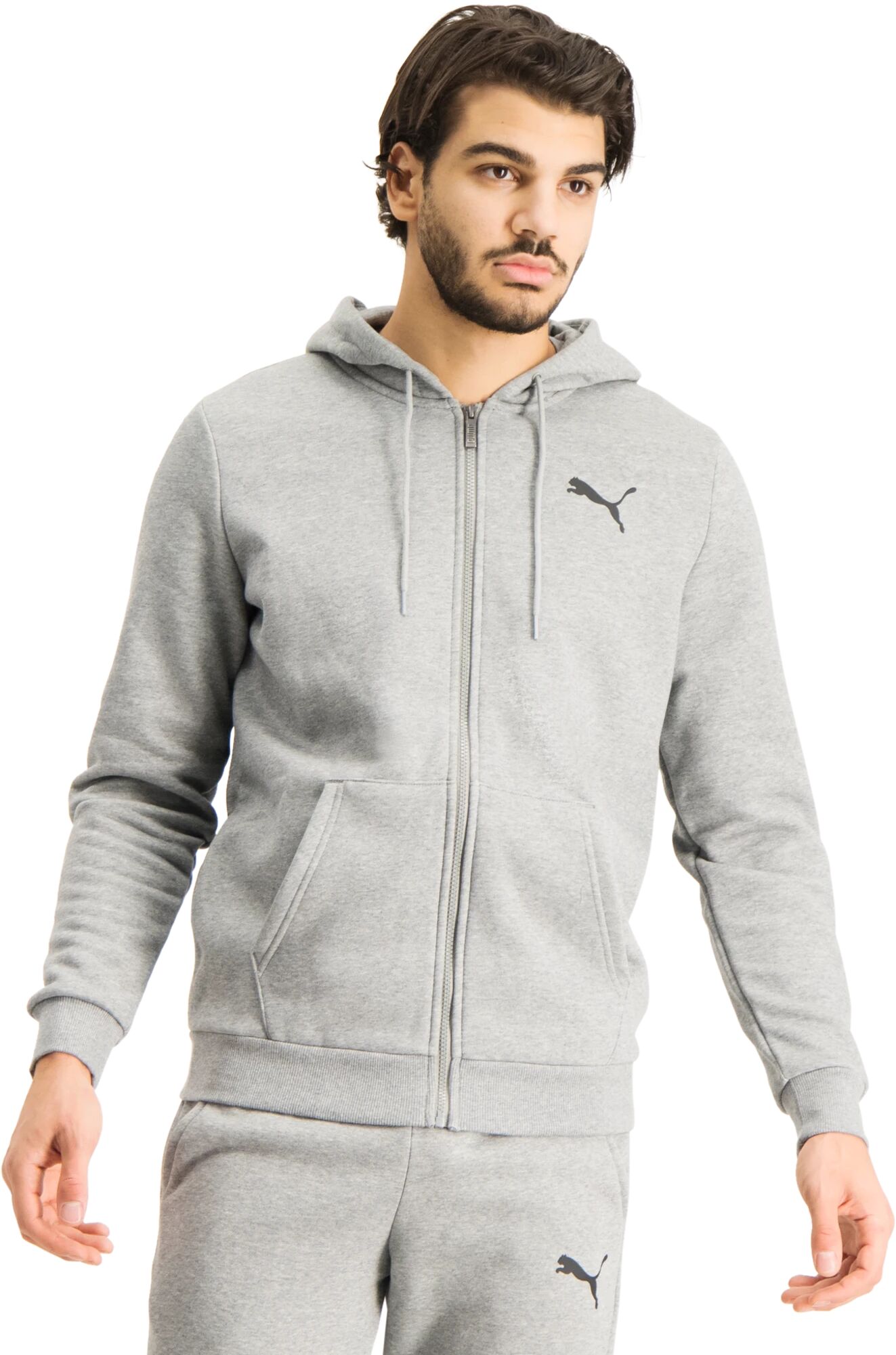 Puma Essentials Logo Fz Hoodie, hettejakke herre  XXL Medium Gray Heather-