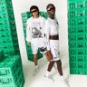 Lacoste Unisex L!VE x Minecraft Nylnowe bermudy BIAŁY BIAŁY Unısex