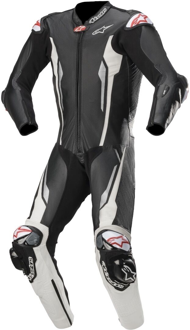 Alpinestars Racing Absolute Tech-Air Jednym Kawałku Perforowane Motocyklowe Skórzane Koloruczarny Biały