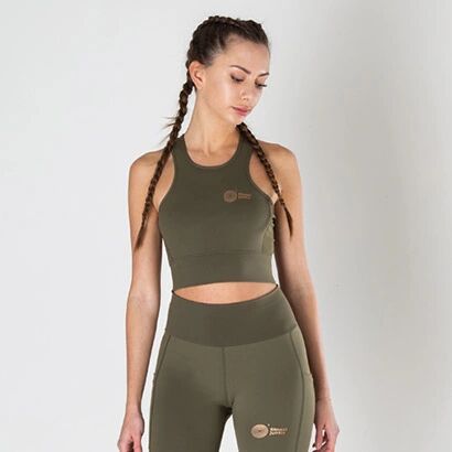 Fitnessjunkie Signature Crop Top Khaki, S