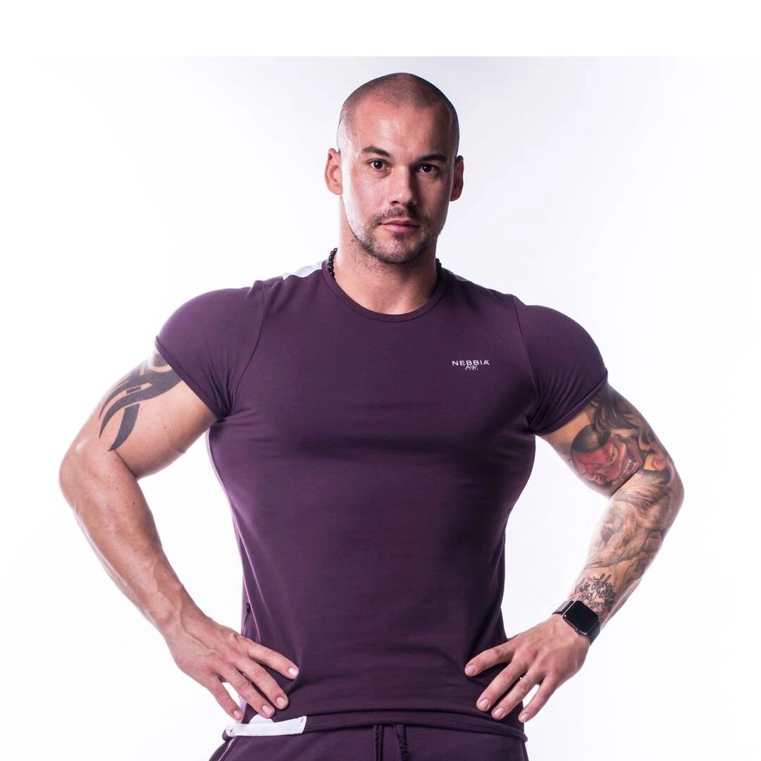Nebbia Muscle Back T-shirt, Burgundy, M