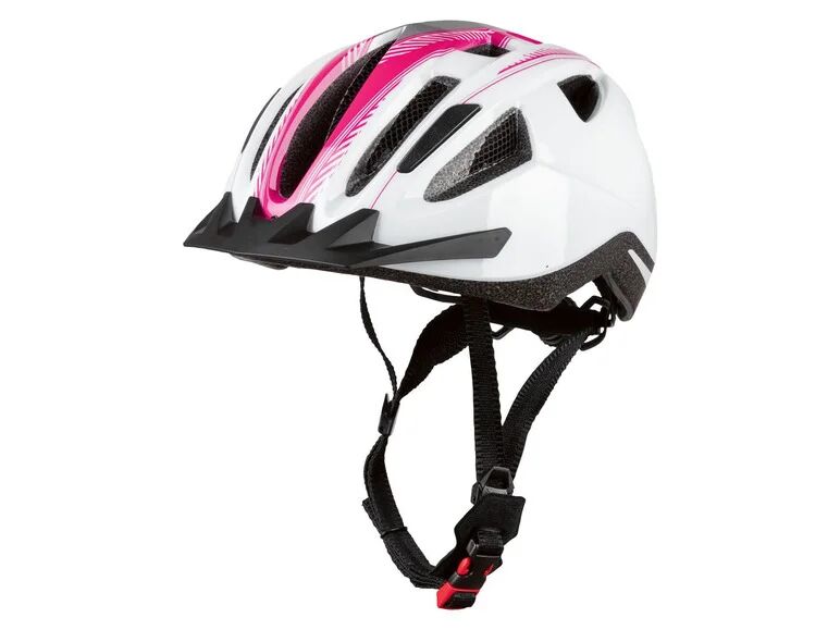 CRIVIT® Dámska / pánska cyklistická prilba s reflexnými prvkami (S/M │ 54 – 59 cm, biela / šedá / ružová)