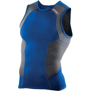 2XU Perform Tri Singlet, blue-charcoal grey, for men, size S, Triathlon top, Triathlon clothing