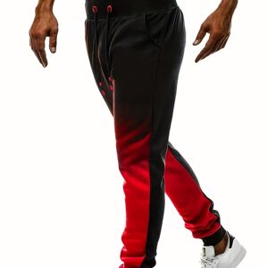 Temu Breathable Gradient Joggers For Men - Active, Stretchy, And Stylish Sweatpants For Summer Red XXL(38)