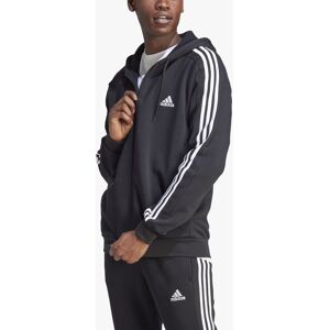 adidas Essentials Fleece 3-Stripes Full-Zip Hoodie - Black - Male - Size: S