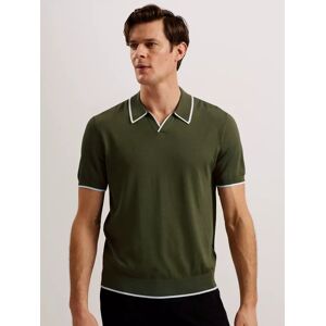 Ted Baker Open Neck Polo Top, Green Olive - Green Olive - Male - Size: XS