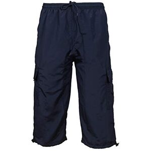 Mens 3/4 Shorts Trousers mesh Lined Bottoms Cargo Pockets Joggers Jogging Gym wear Active Sports Wear (Navy, Small)