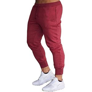 ABNMJKI Jogging Pants Jogging Pants Men Sport Sweatpants Running Pants Pants Men Joggers Cotton Trackpants Slim Fit Pants Bodybuilding Trouser (Color : Red, Size : S)