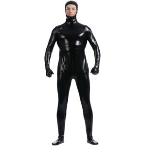 RUMAOZIA Men's Wetlook Catsuit Latex Full Body Suit with Zip Party Night Club Costume Sexy Patent Leather Body Jumpsuit Tight Men's Body Patent Leather Body Jumpsuit Leather Look Undershirt