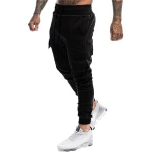 ABNMJKI Jogging Pants Multi-Pocket Trackpants Joggers Pants Men Running Sweatpants Autumn Male Gym Fitness Outdoor Sport Training Cotton Slim Trousers (Color : Black, Size : XL)