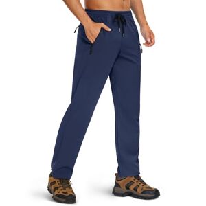 EKLENTSON Mens Joggers Bottoms Lightweight Work Trousers Breathable Golf Fishing Hiking Pants with Zip Pockets Navy,36