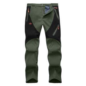 Cioiniei Men's Fleece Lined Snow Ski Pants Outdoor Waterproof Softshell Hiking Pants Winter Sweatpants Trousers Snowboarding PantsArmy Green+Black-3XL