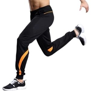 ABNMJKI Jogging Pants Sport Pants Men Running Pants with Zipper Pockets Training Male Pants Soccer Pants Fitness Pants Sportwear (Color : Orange, Size : S)