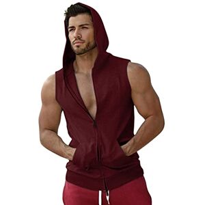 Snakell Running Muscle Tank Top for Men Sleeveless Hoodies T-Shirts Workout Tank Tops Man Sports Training Hooded Summer Athletic Tank Top Cotton Gym Vests Sports T Shirt Muscle Vest (Wine, M)