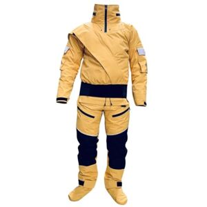 Wjnvfioo Kayak Dry Suits Men Hooded One-Piece Overall Paddling Drysuit Waterproof Survival Rescue Clothes Yellow XL