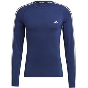 adidas Male Adult Techfit 3-Stripes Training Long-Sleeved Top T-Shirt (Long Sleeve) Dark Blue